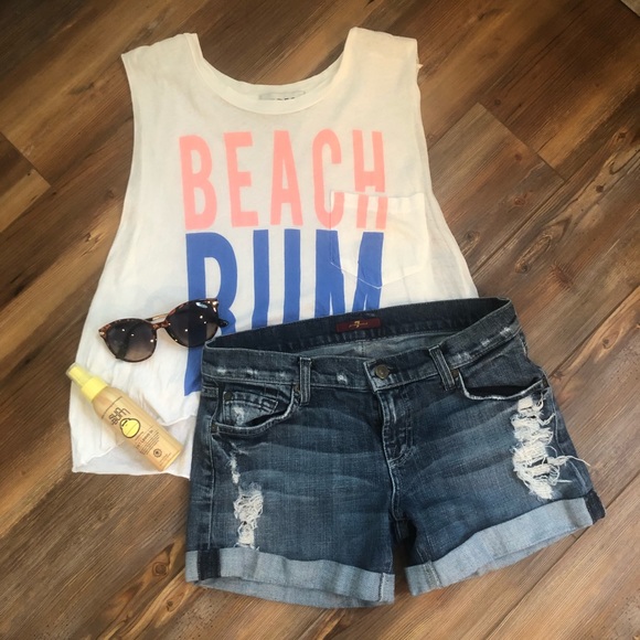 7 For All Mankind Pants - 7 For All Mankind Relaxed Mid Rollup Short Sz 25